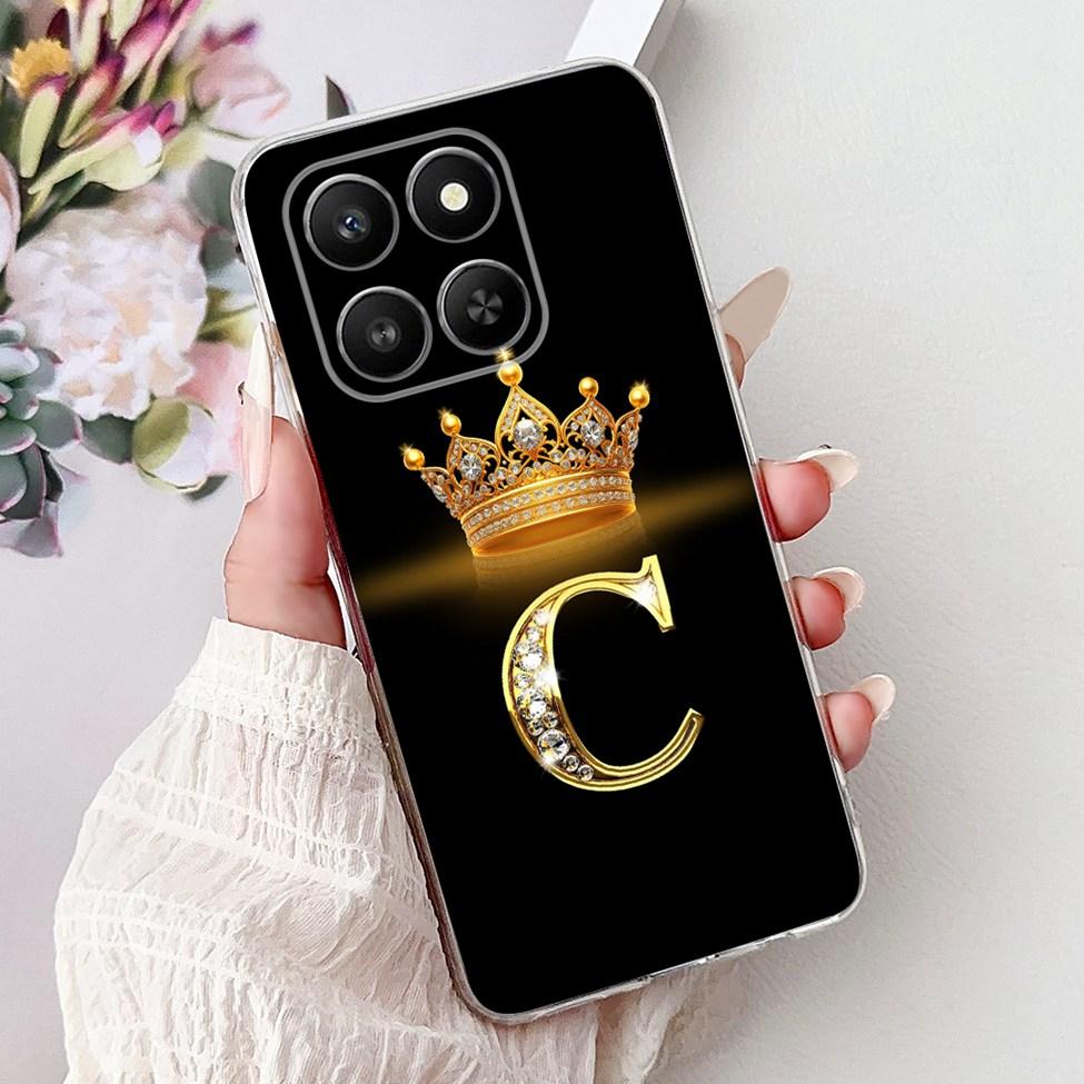 Clear For Honor 400Smart 5G LGN-NX1 Case For Honor 400 Smart Cover Luxury A-Z Letters Fashion Flowers Crown Soft Bumper Casing