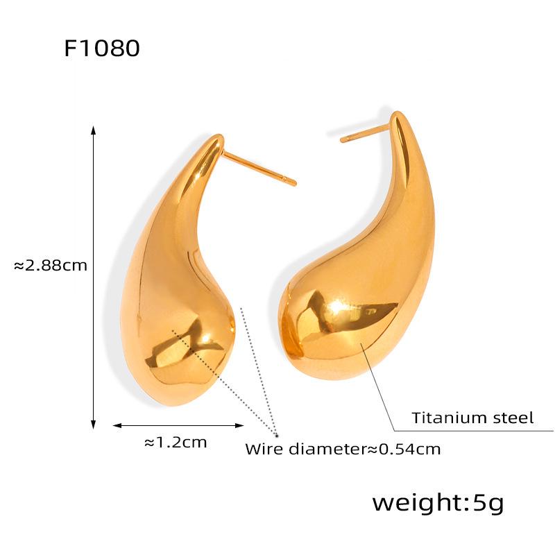 Shiny Geometric Titanium Steel Comma Earrings - European & American Fashion, Light Luxury INS Style for Women