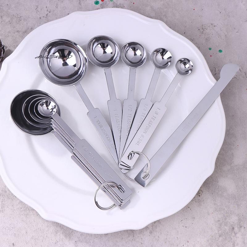 5/6 Stück Stapelbares Edelstahl-Messlöffel-Set Küchen-Backwerkzeuge Messlöffel zum Kochen