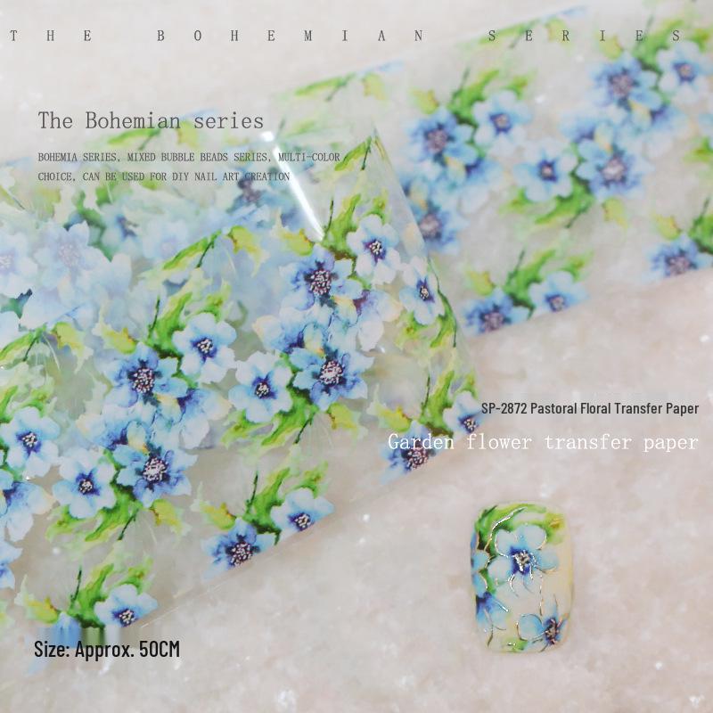 

Звездное небо и цветочные фольгированные наклейки-переводки для ногтей - Градиент, Мелкие цветы, Весеннее поле