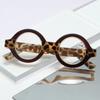 Retro Full Frame Reading Glasses Small Round Leopard Hyperopia Eyewear Women Men Computer Transparent Eyeglasses 0 To +4.0