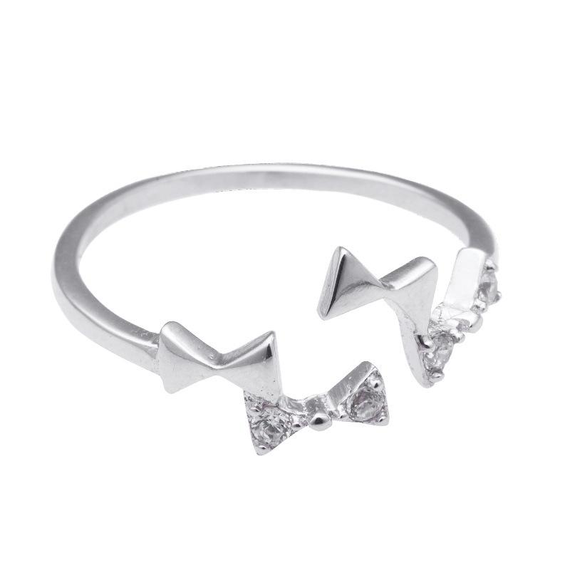 Bow Fashionable Butterfly Ring Adjustable Opening Rhinestone Inlay Trendy Womens Accessory