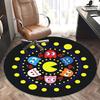 Pac Man Karakters, Retro Gaming Art Stoelmat Ronde Vloerkleed Kantoorvloerkleed, Machine Wasbaar, Antislip, Geschikt voor Woonkamers, Slaapkamers