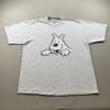 Vintage Tim und Struppi Schnee T-Shirt Herren XL Grau Abenteuer Comic Hund Hergé Cartoon 90er Jahre