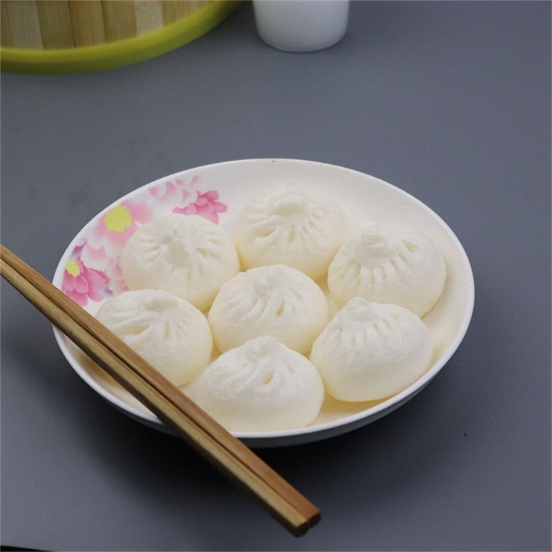 5.5cm Steamed Stuffed Buns Simulation Food Soft Decompress Fidgets Relieve Stress Toy for Adult Kids Kitchen Photo Props
