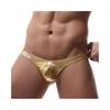 Men Briefs Low-rise Imitation Leather Design Thongs Solid Color Comfortable Fit Tight Cut Sexy Panties