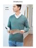 Men's 100% Pure Wool V-Neck Sweater, New Autumn/Winter Business Casual Soft Knit, Long-Sleeve Base Layer.