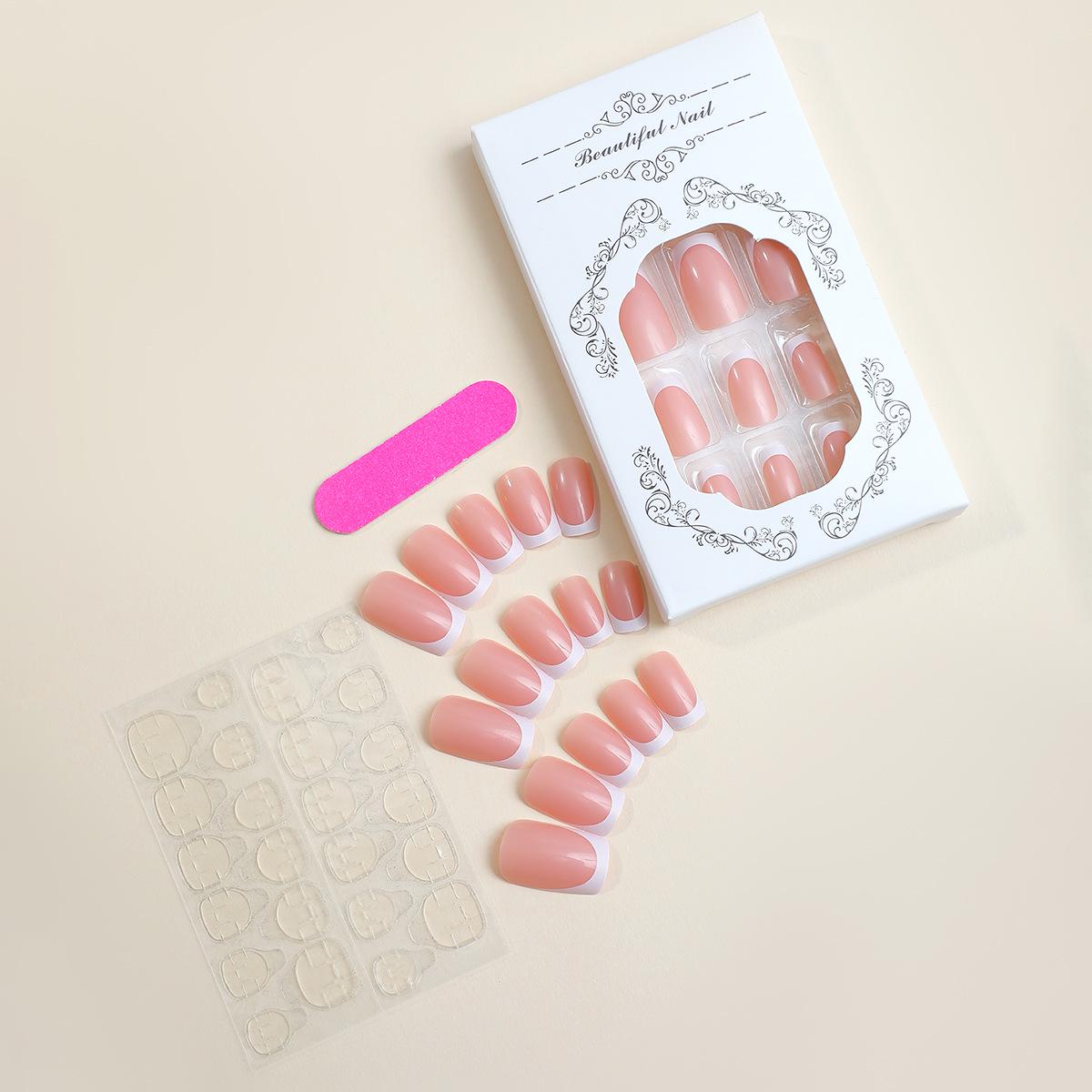 

2024 Pure Desire Minimalist White French-Edge Press-On Nails - European & American Style