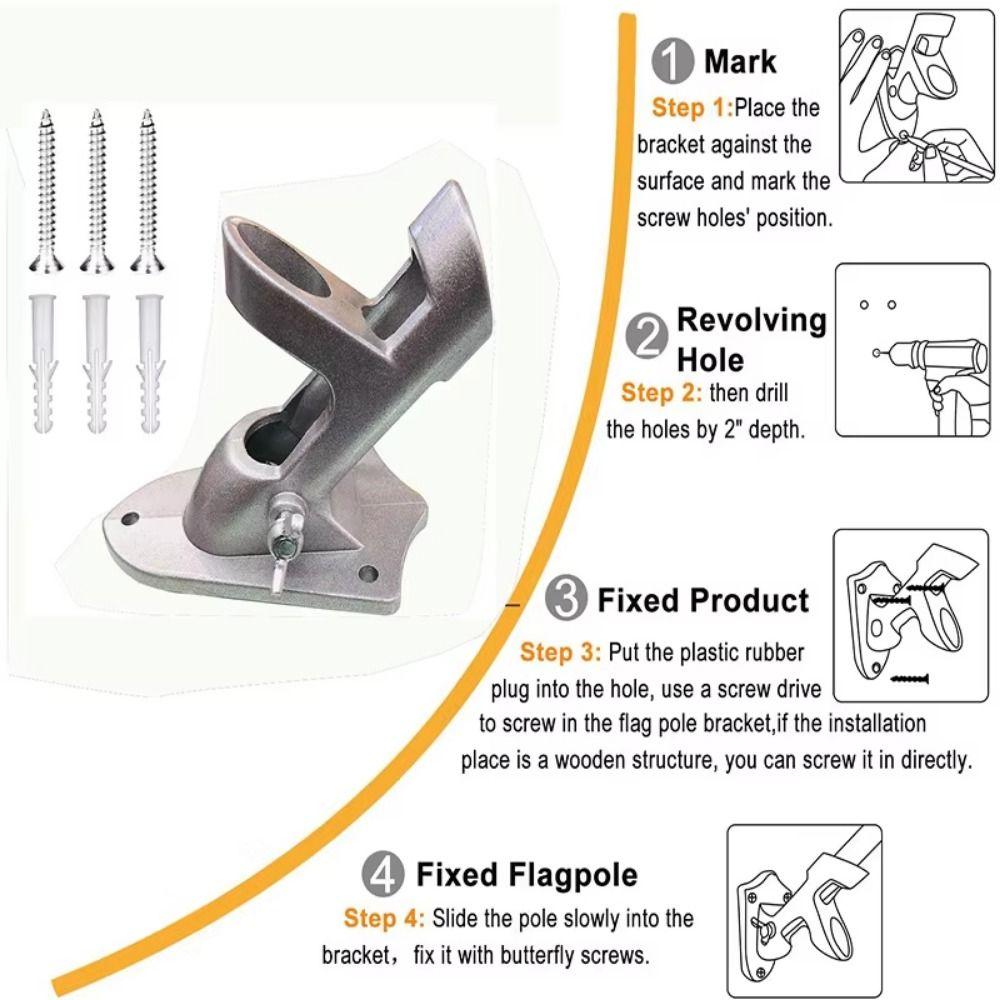 Rust Free Flagpole Mounting Base Double Hole Yard Banner Stand Sturdy Flagpole Bracket Outdoor