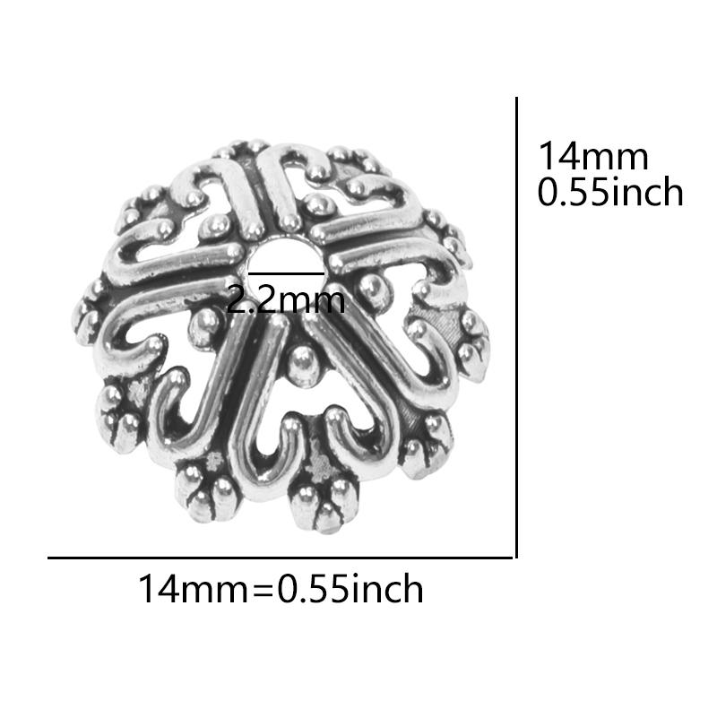 Bouchons de perles en alliage fleurs mélangées pour la fabrication de bijoux Charms Composants pour bijoux DIY Couleur argentée Accessoires vintage faits main