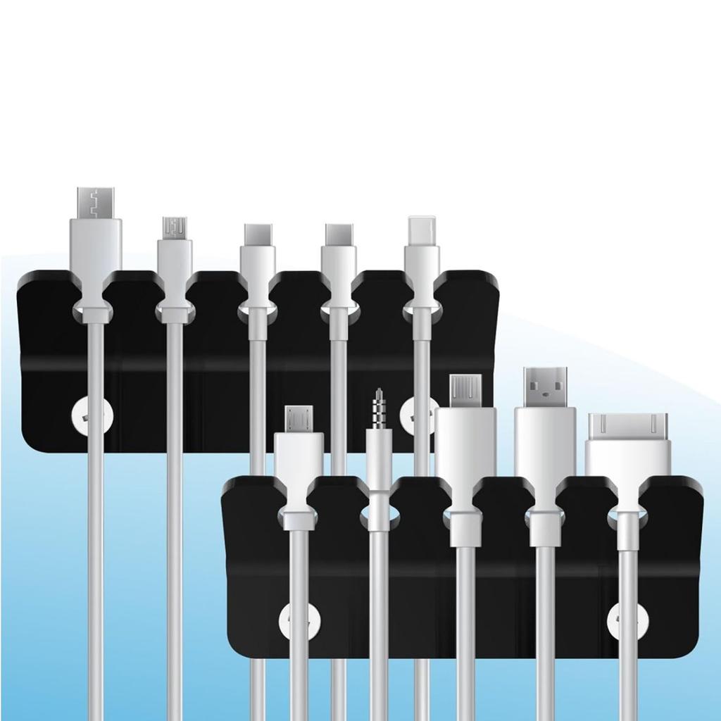 4 Pcs Cable Holder Clip 5 Slots Acrylic Phone Tablet Charging Cord Management   for Desk Wall