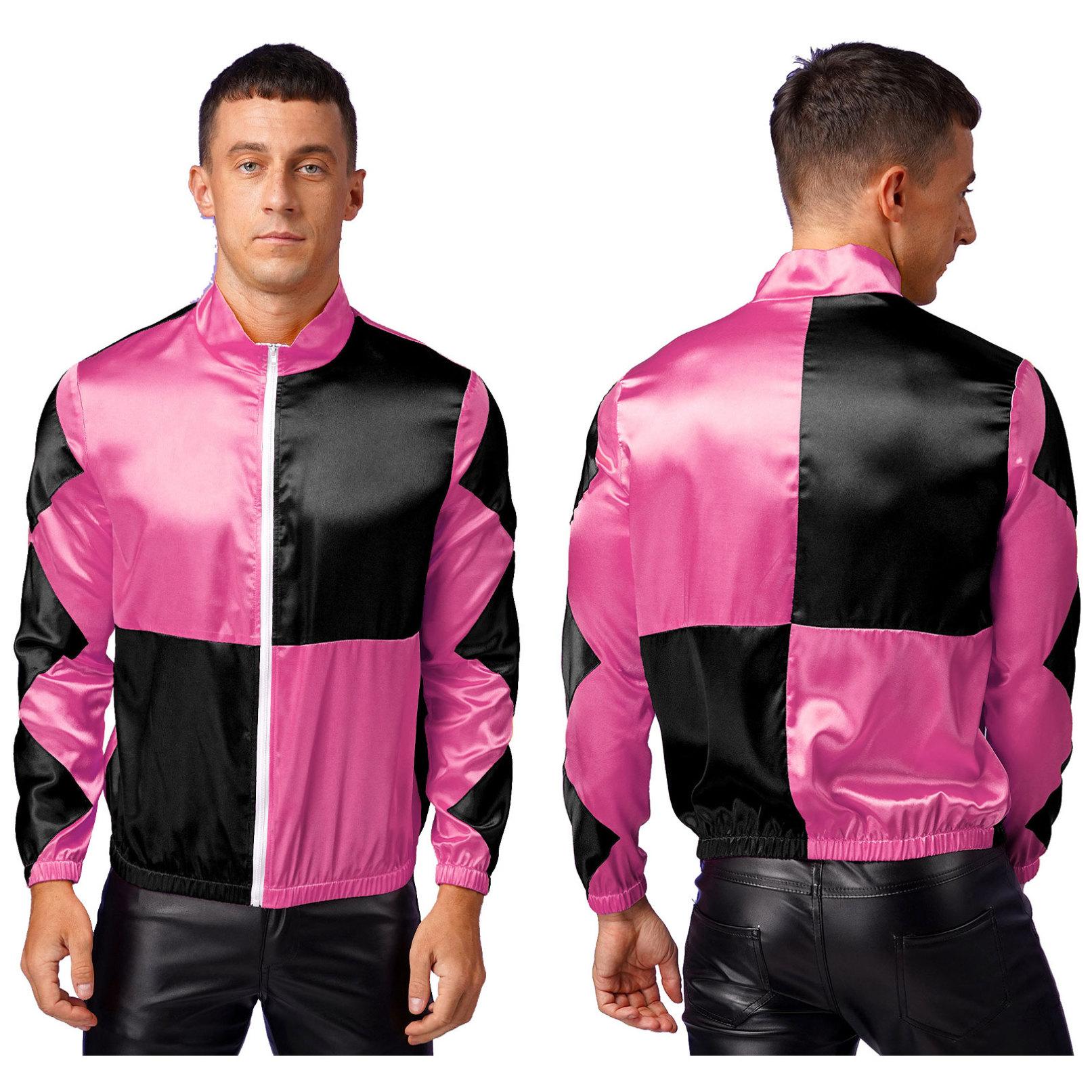 YOOJIA Paardenjockey-kostuum voor heren met kleurblokken, paardenrenner, race-bovenkleding, sport, toneelspeljas 3XL