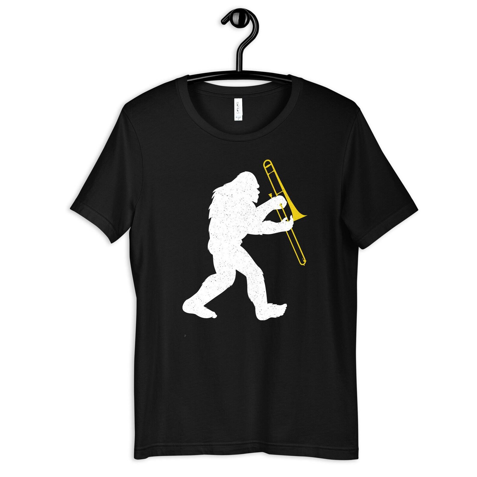 Bigfoot Trombone Shirt, Funny Sasquatch Trombone T-Shirt, Womens Tee, T-shirt, T-shirt, Tank Top, Kids Tee, Toddler Baby Clothing S