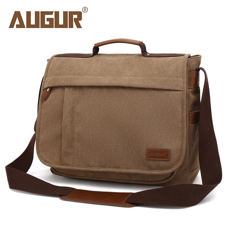 AUGUR Men's Retro Canvas Crossbody Bag with Large Capacity and Laptop Compartment