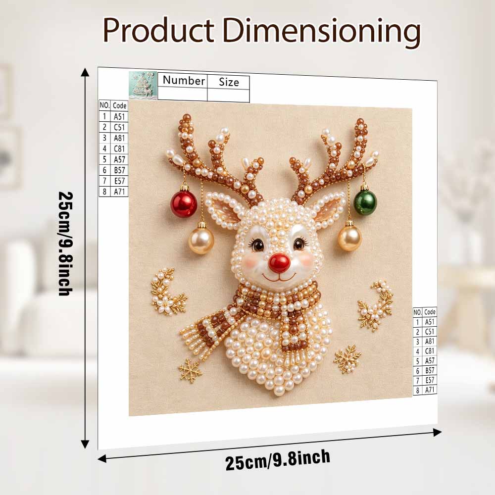 DIY Christmas pearl painting kit reindeer artwork. home wall decoration