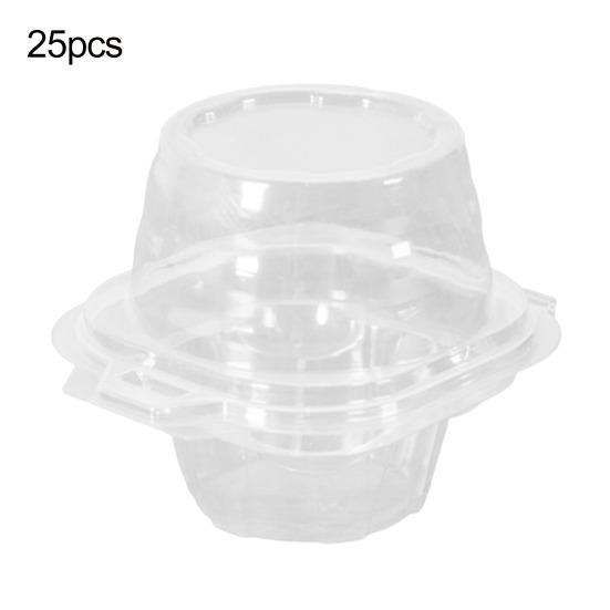 25/100Pcs Cake Packaging Box Transparent Muffin Cup Storage Container Stackable Reusable Design Cupcakes Cases