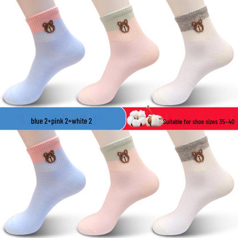 Langsha Women's Cotton Mid-Calf Socks - Autumn/Winter Breathable Odor-Resistant Chinese Style for All Seasons