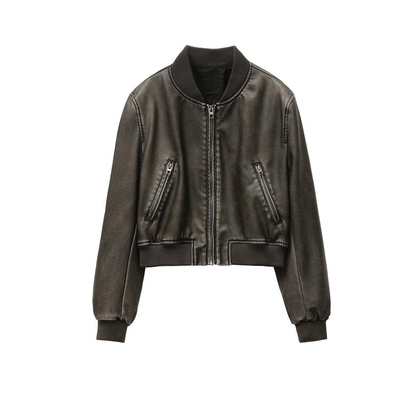 Damenmantel 2026 Neue Vintage Lederimitat Bomberjacke Mantel Cooler Stil Top