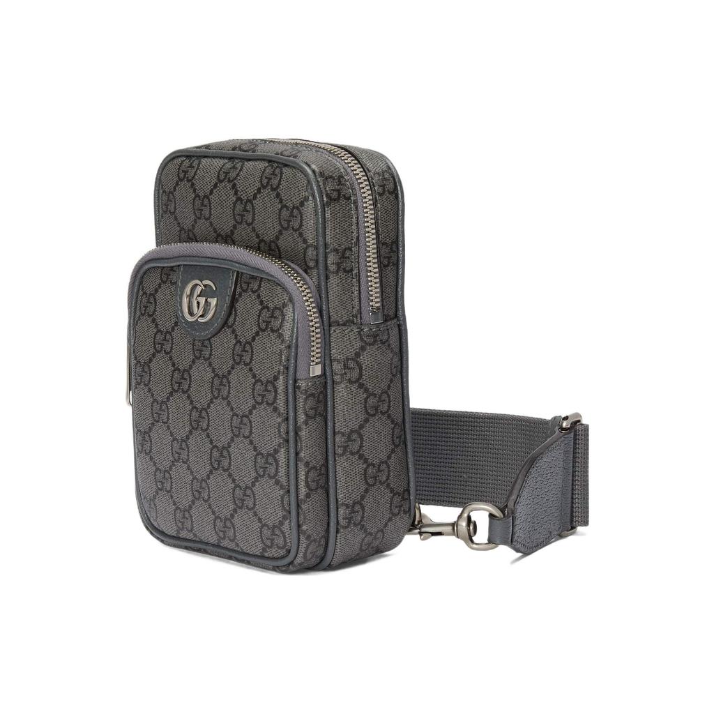 Gucci Borsa a Spalla Piccola in Tela con Logo Doppia G Ophidia Uomo Borsa a Spalla Grigio Nero 752565-UULHK-8576