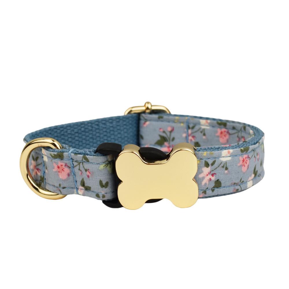 Pet Dog Collar With Printed Design And Bone Decoration For Small Medium Large Pets