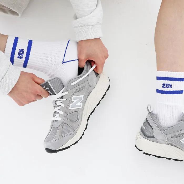 Line Sports Cushion Embroidered Socks (BLUE)