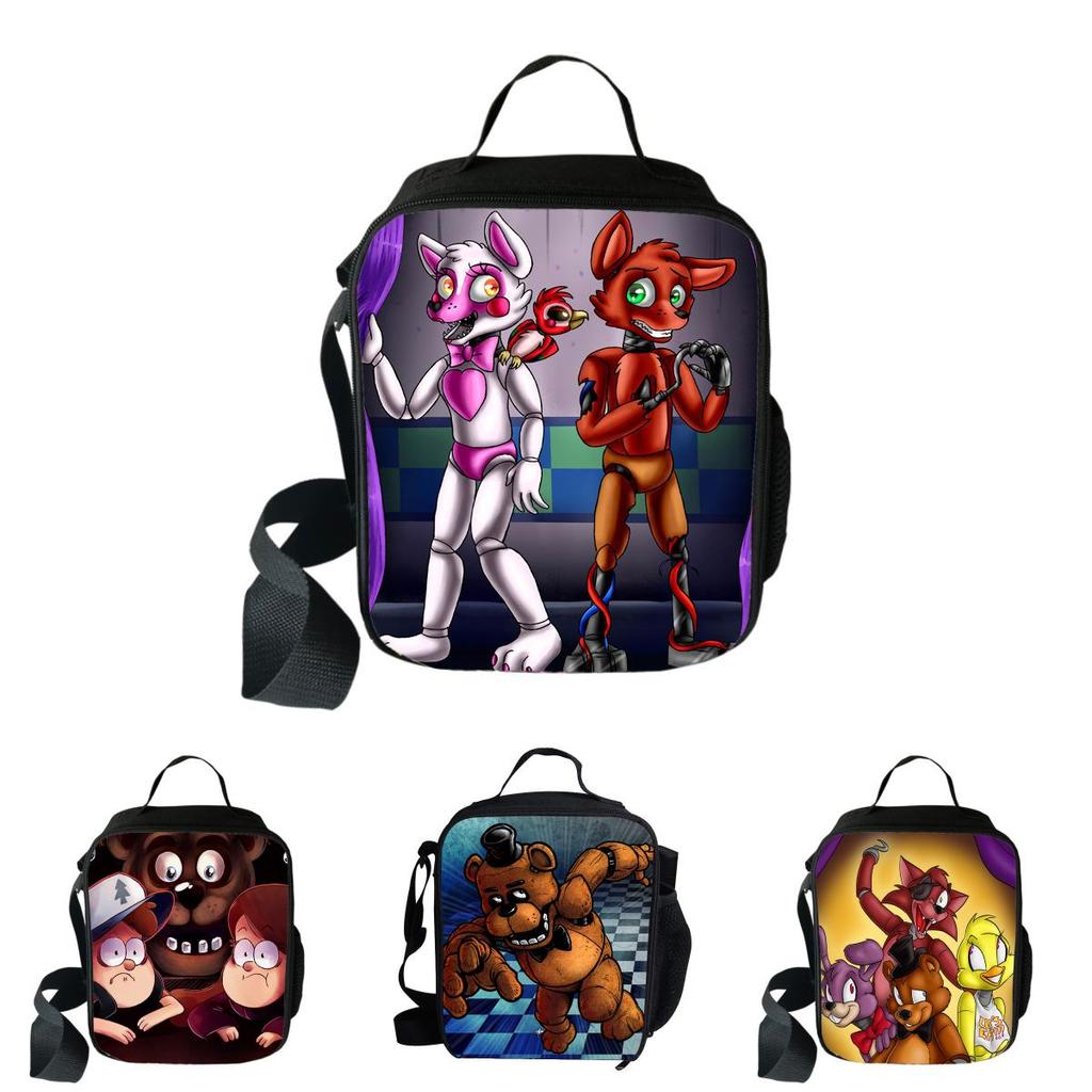 Large Capacity Five Nights At Freddy's 3d Printed Insulated Lunch Bag For Versatile Use