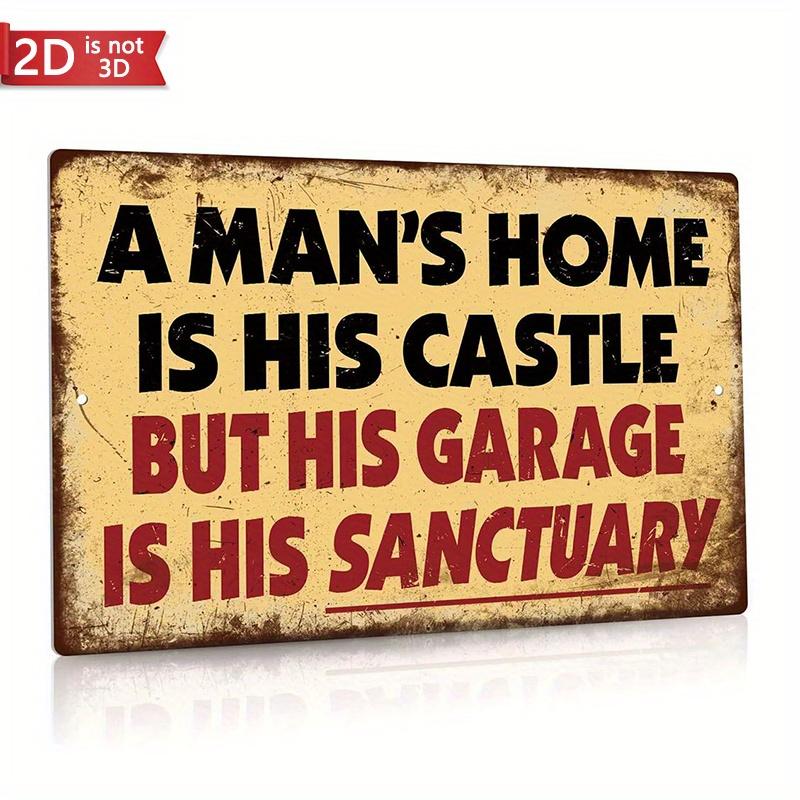 

Man s Sanctuary Garage Sign - 12x8 Inch Vintage Wall Decor for Masculine Spaces чистый
