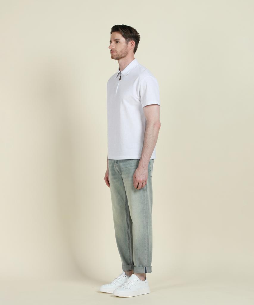 PANICALE White Half-Zip Polo Shirt