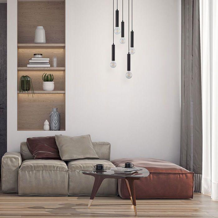 Suspension décorative 5xE27 23W IP20 – Métal noir