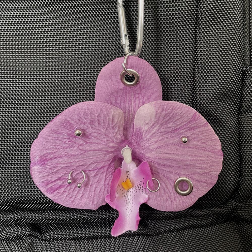 Dekorace na batoh Klíčenka s orchidejí Phalaenopsis Dárky Simulace Květinový přívěsek Taška
