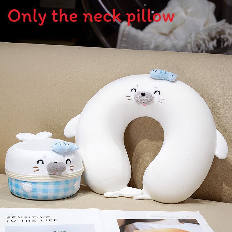 

Cute Seal Plush U Neck Pillow With Memory Foam Support For Home And Office Use Smiling