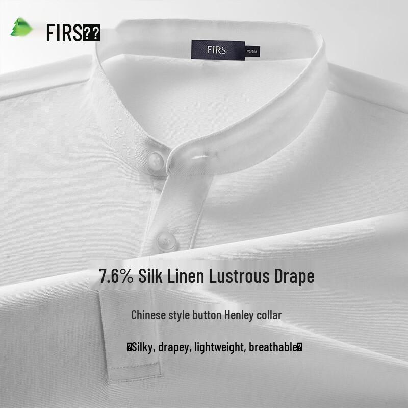 FIRS Men s Natural Cotton Linen Henley T-Shirt L