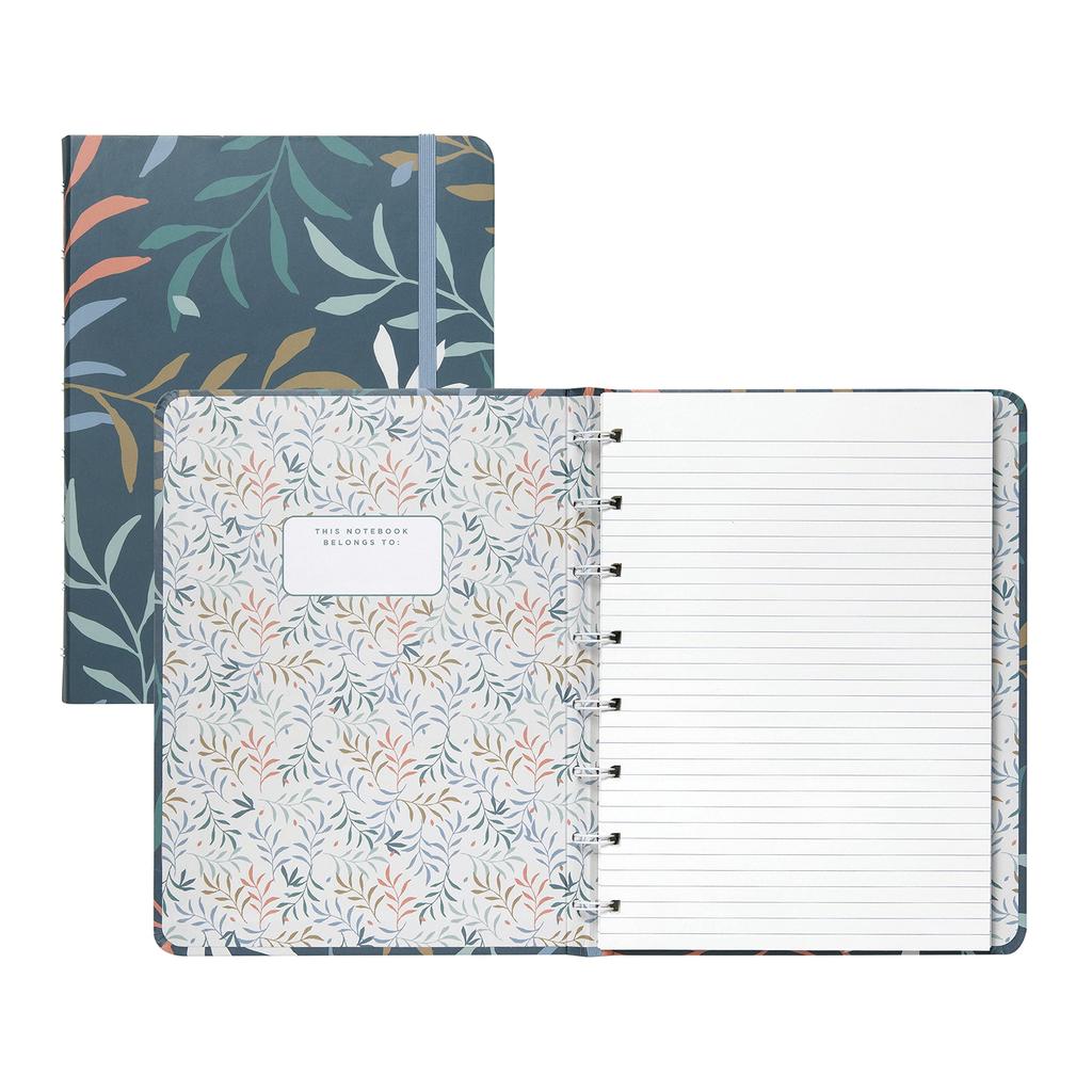 Filofax Botanical Collection Refillable Notebook, A5 Size, 112 Ruled, Repositionable Pages, 56 Sheets, Blue (B179518U)