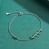 MODIAN 925 Sterling Silver Green Leaf Zirconia Adjustable Link Chain Bracelet For Women Fashion Wedding Jewelry Accessories