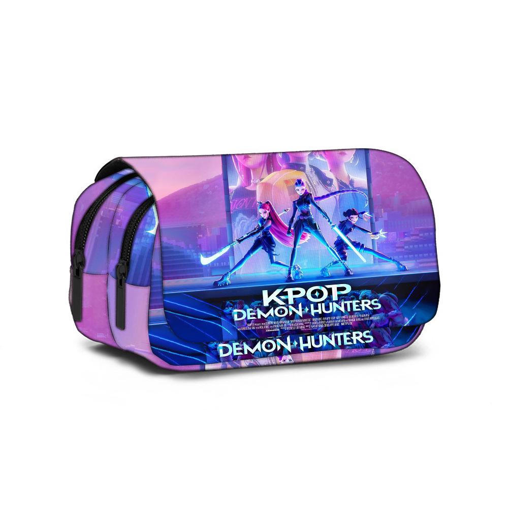 KPop DemonHunters Full Version Student Large Capacity Pencil Bag Demon Hunter Girls Group Pencil Bag Stationery Bag CLE