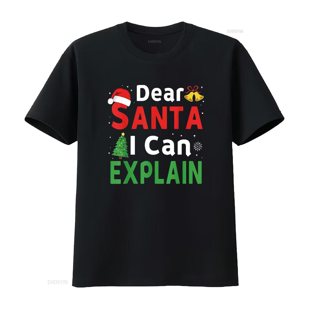 Dear Santa I Can Explain Funny Christmas Kids Xmas T Shirt Black vintage Washed Unisex designer clothes Slightly fashion