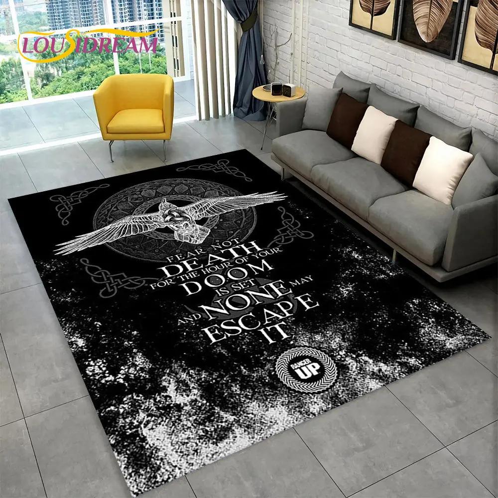 Viking Norse Mythology God Loki Rune Area Rug,Carpet Rug for Living Room Bedroom Sofa Doormat Kitchen Decor,Non-slip Floor Mat
