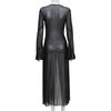 Sexy Stil Damen Mesh Spitze Halber Cardigan Langärmlig Holzohr Kante Perspektive Modekleid