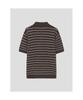 8SECONDS Striped Collared Neck Short Sleeve Knit Brown
