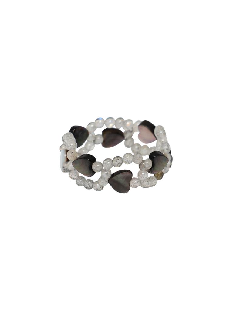 Swingset Wave Heart Beads Ring (Black)