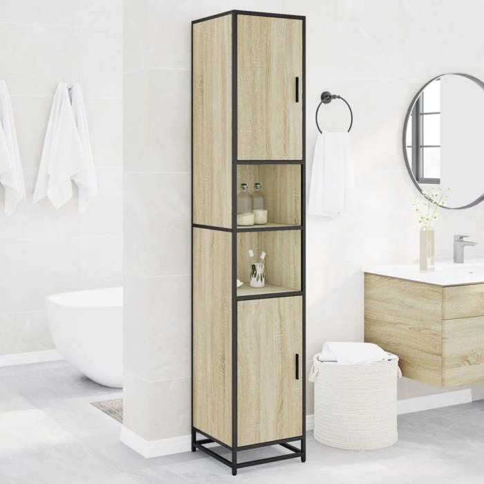 VidaXL Armoire de salle de bain chêne sonoma bois d'ingénierie métal 3300881