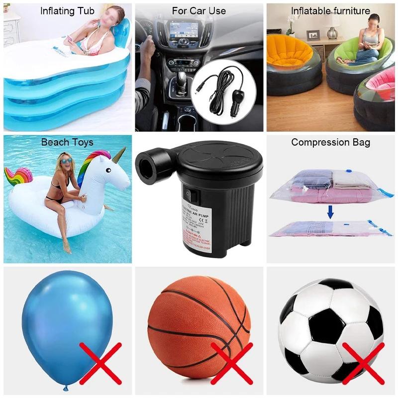 75W Electric Air Pump Inflator USB Rechargeable Inflate Deflate Air Compressor for PVC Boat Mattress Inflatable Pool Raft Bed
