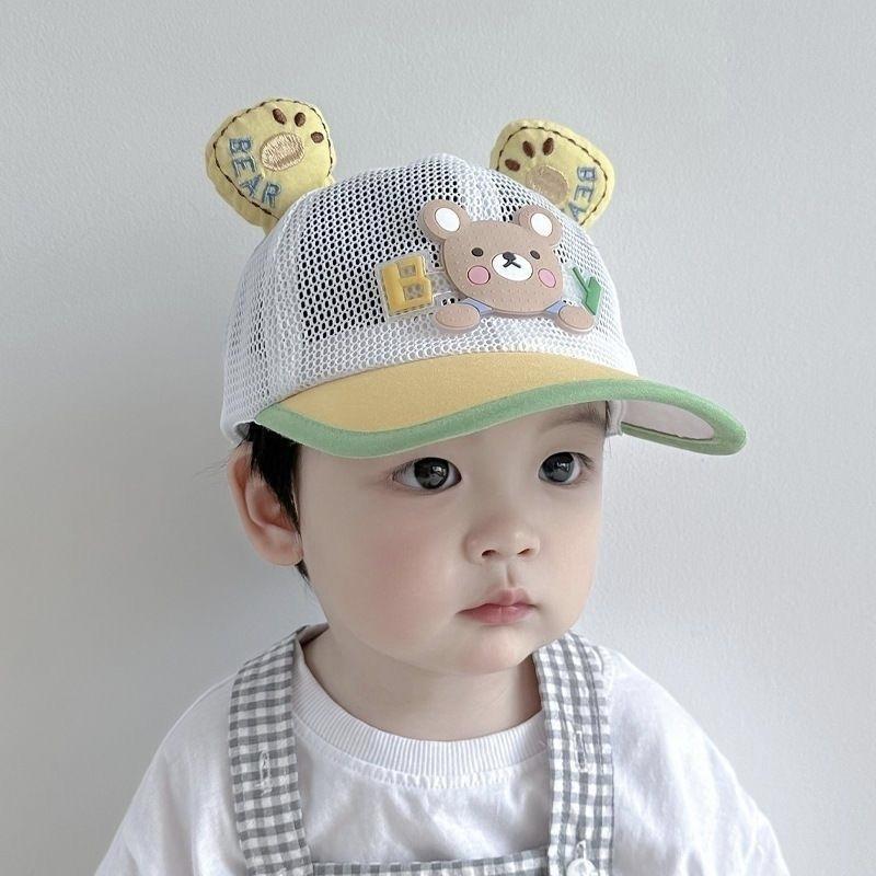 2026 Summer Toddler Mesh Baseball Cap Cute Bear Lightweight Sun Hat for Kids 1-5 Years