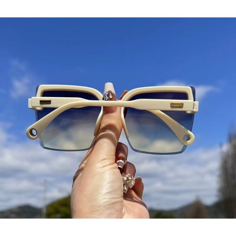 Oversized Sunglasses Man Woman Fashion Rimless Vintage Square Sun Glasses Eyewear Luxury Brand Design UV400 Female Shades