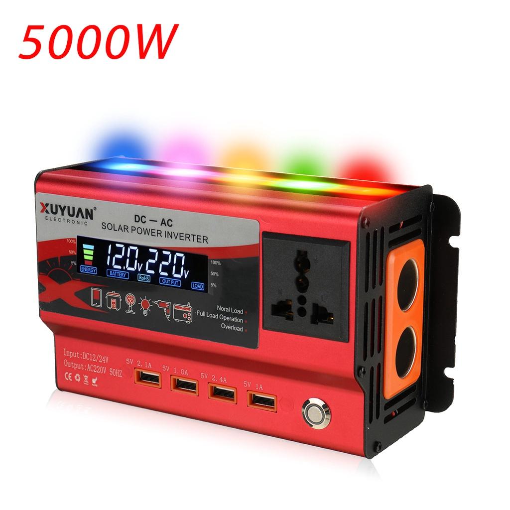 5000/6000W Car Power Converter DC 12V/24V To 220V AC LED Car Inverter Automatic Transformer Modified Sine Wave with 4USB