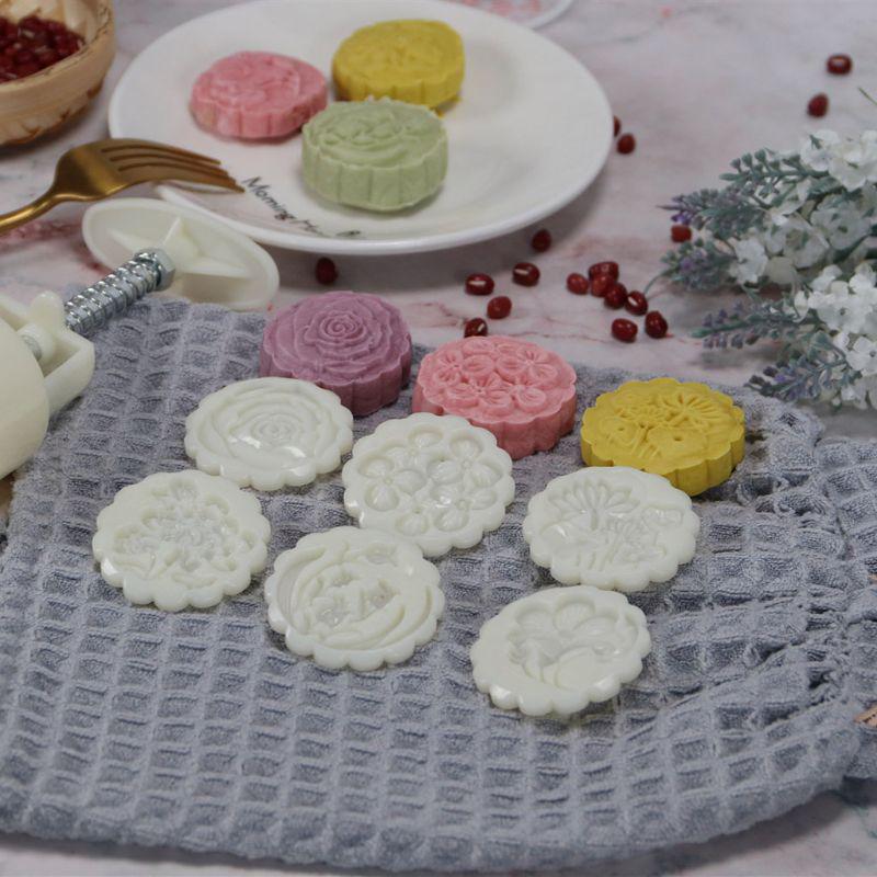 Buy 6pcs Hand Press Cookie Stamp Moon Cake Decor Barrel Mooncake Mold ...