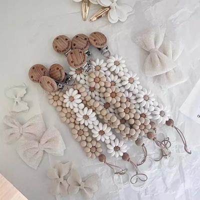 Baby Pacifier Clip Flower Soother Clip Handmade Silicone Dummy Nipple Holder Clip Newborn Essentional Teething Toys