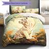 White Tiger  Pattern Bedding Quilt Set Quilt Cover Pillowcase Home Decoration  Gift (1 * Duvet Cover + 2 * Pillowcase, Without Core)
