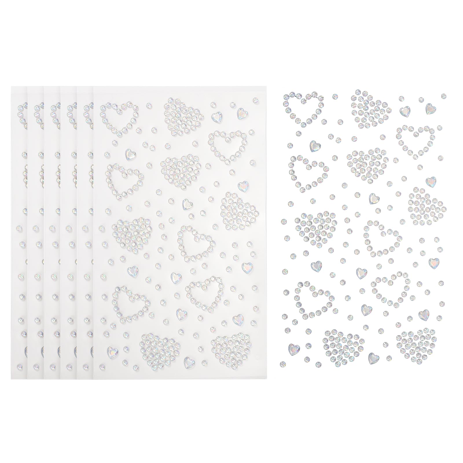 

PATIKIL 6 Sheets Heart Face Gem Self-Adhesive Hair Gem Stickers Face Stickers for Women Eye Hair Body Festival Makeup Rave Accessories AB Colors