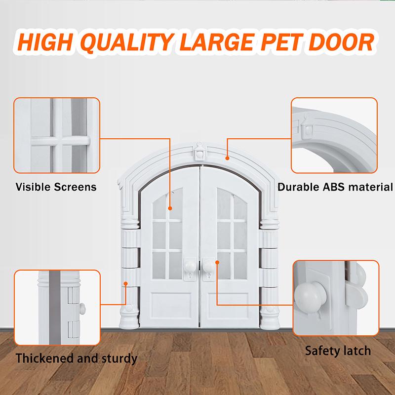Pet Door: Cross-Border Cat & Dog Kennel Door with No-Flip Stopper for French Doors